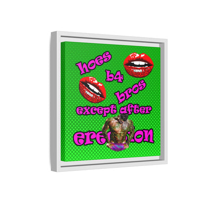 hoes b4 bros - framed canvas art (logo green)