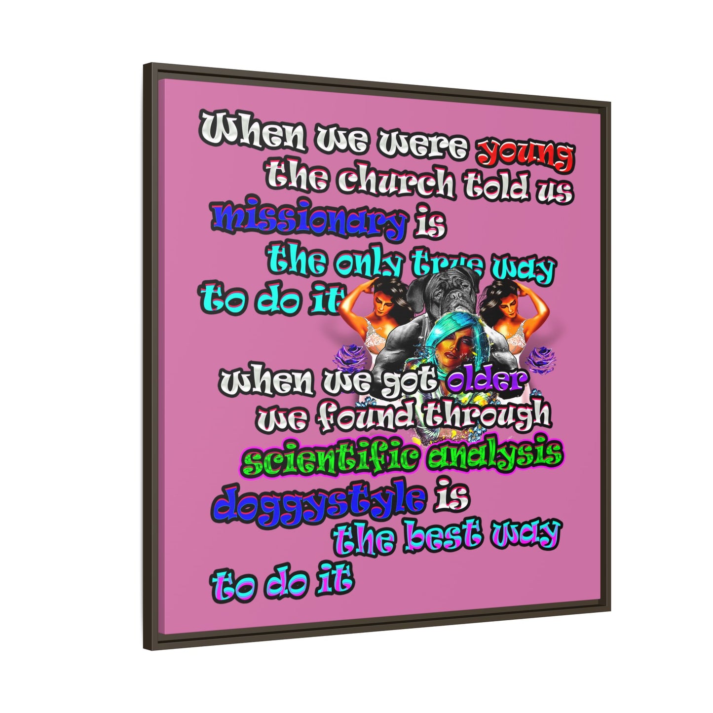doggystyle - framed canvas art (light pink)