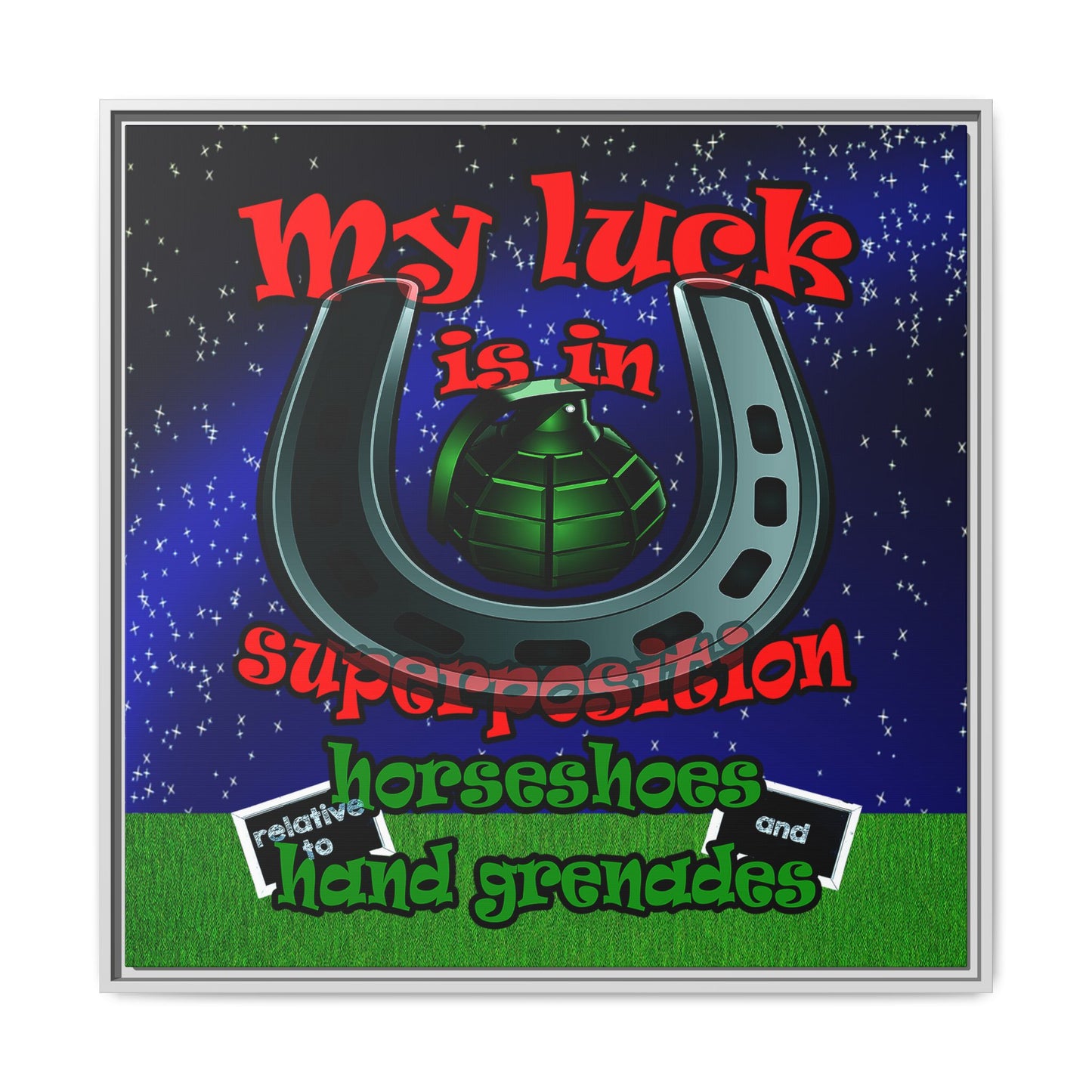 my luck - framed canvas art ('snoops' background)