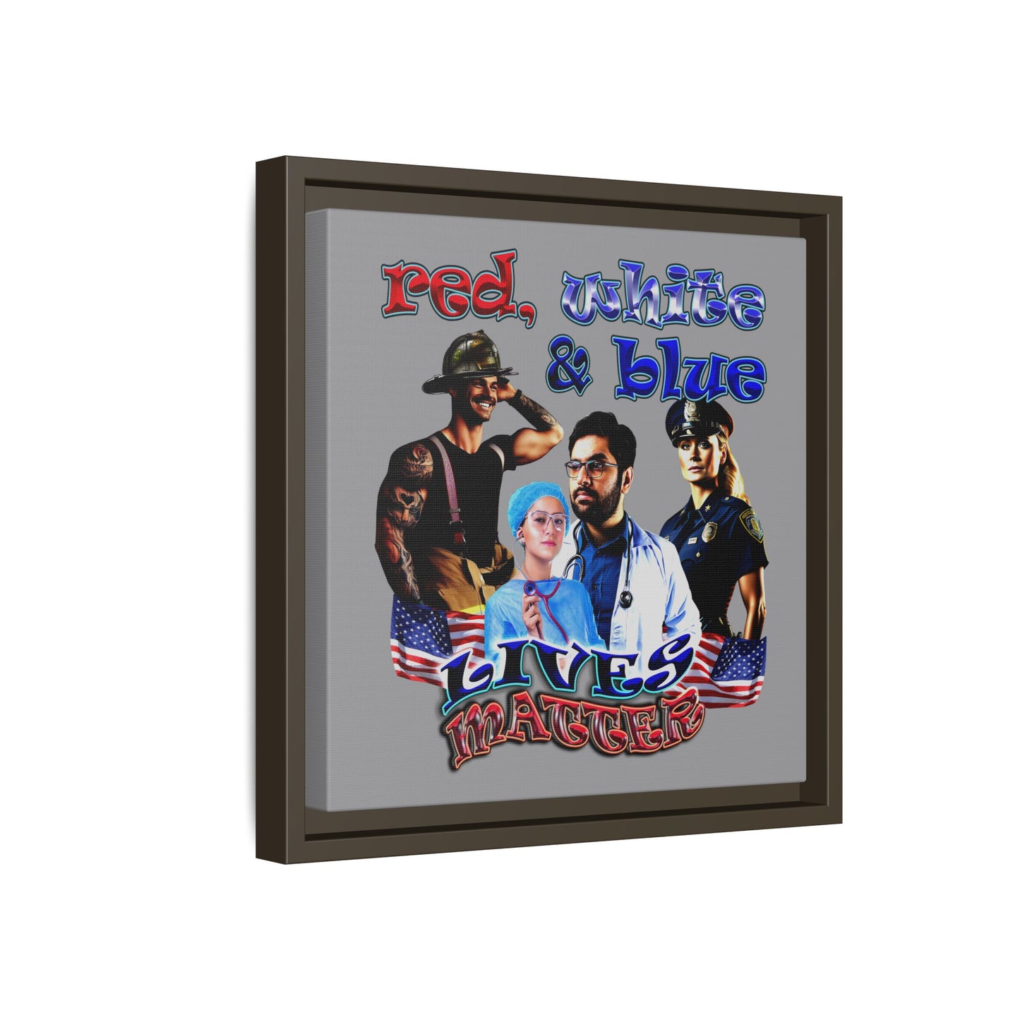 rw&b lives matter - framed canvas art (grey)