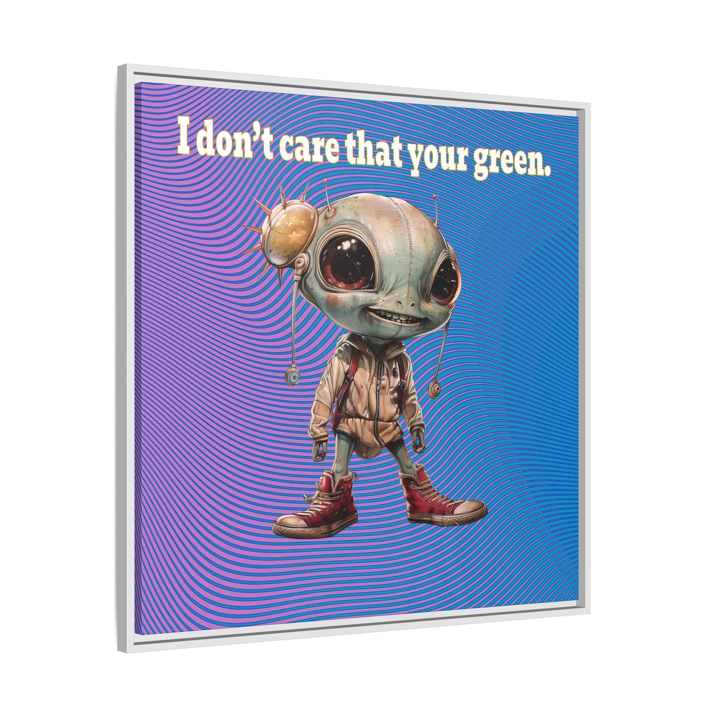 I don't care that your green - framed canvas art (light blue-purple wave)