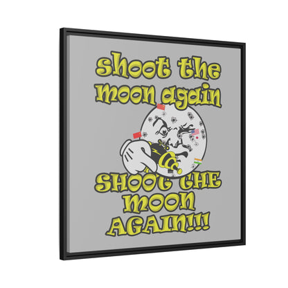 shoot the moon again - framed canvas art (light grey)