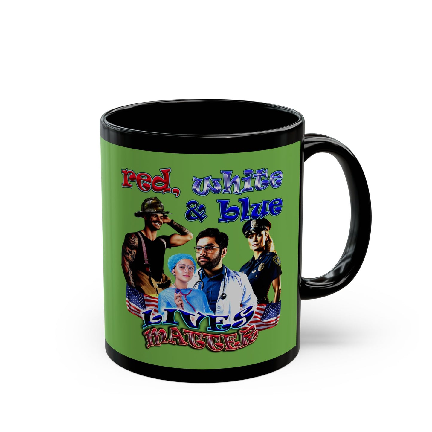 rw&b lives matter - Black Mug (green)
