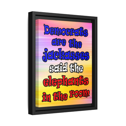 donkeys and elephants - framed canvas art (color blur)