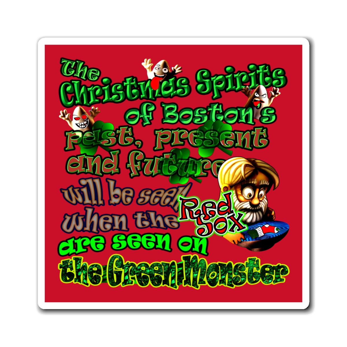 christmas spirits of boston - Magnets - (dark red)
