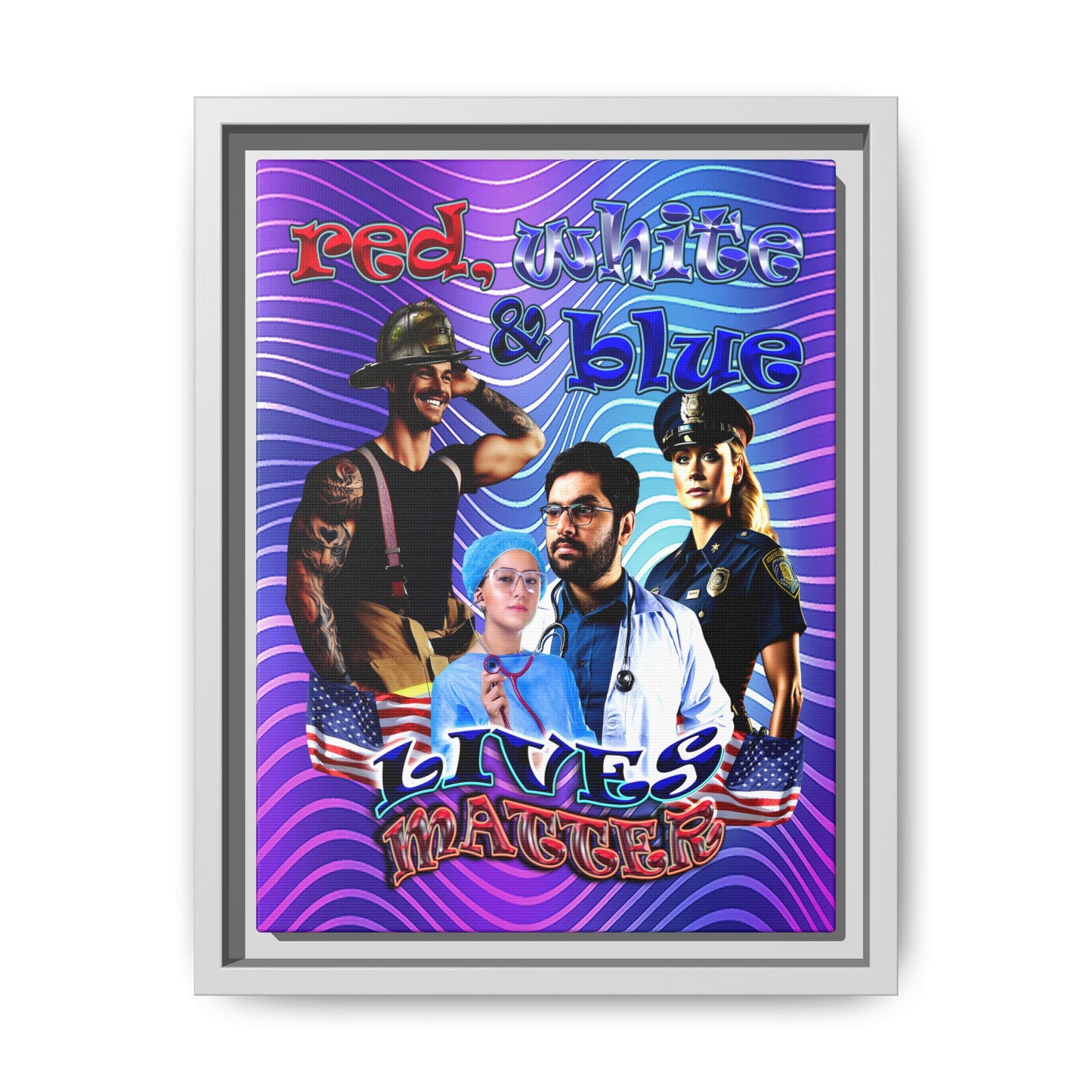 rw&b lives matter - framed canvas art (purple wave)