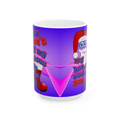 santa's shoes - White Mug (purple-pink wave)