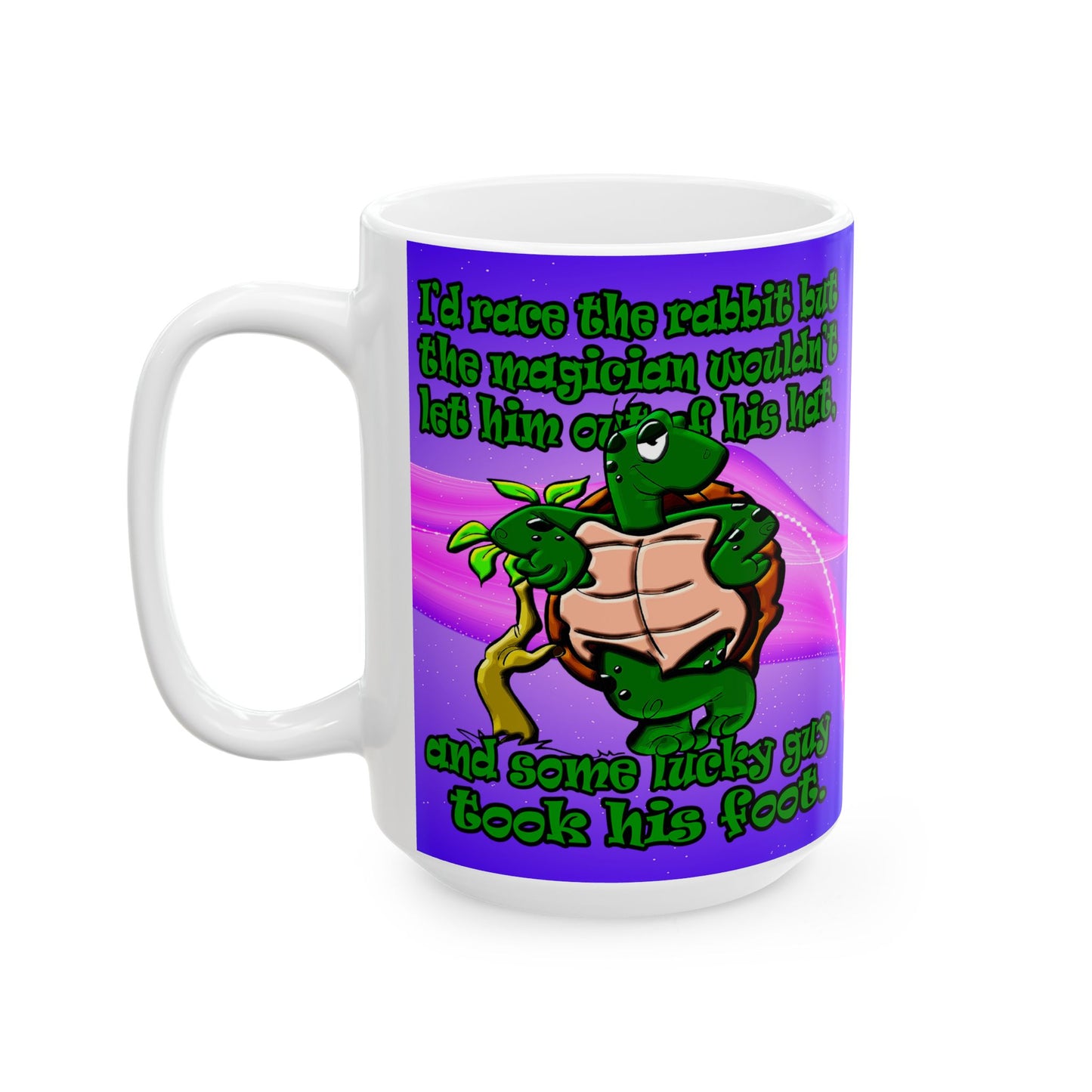 turtle race - White Mug (purple-pink wave)