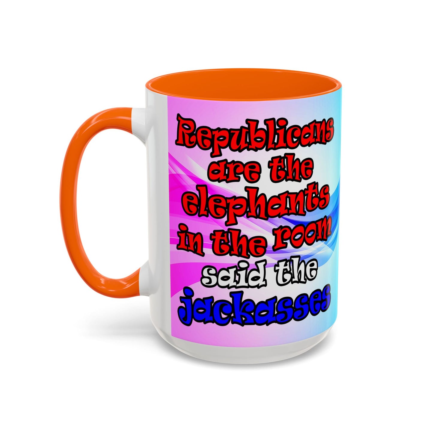 donkeys and elephants - Accent Mug (light blue-pink wave)