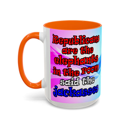 donkeys and elephants - Accent Mug (light blue-pink wave)