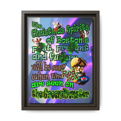 christmas spirits of boston - framed canvas art (grey-pink wave)
