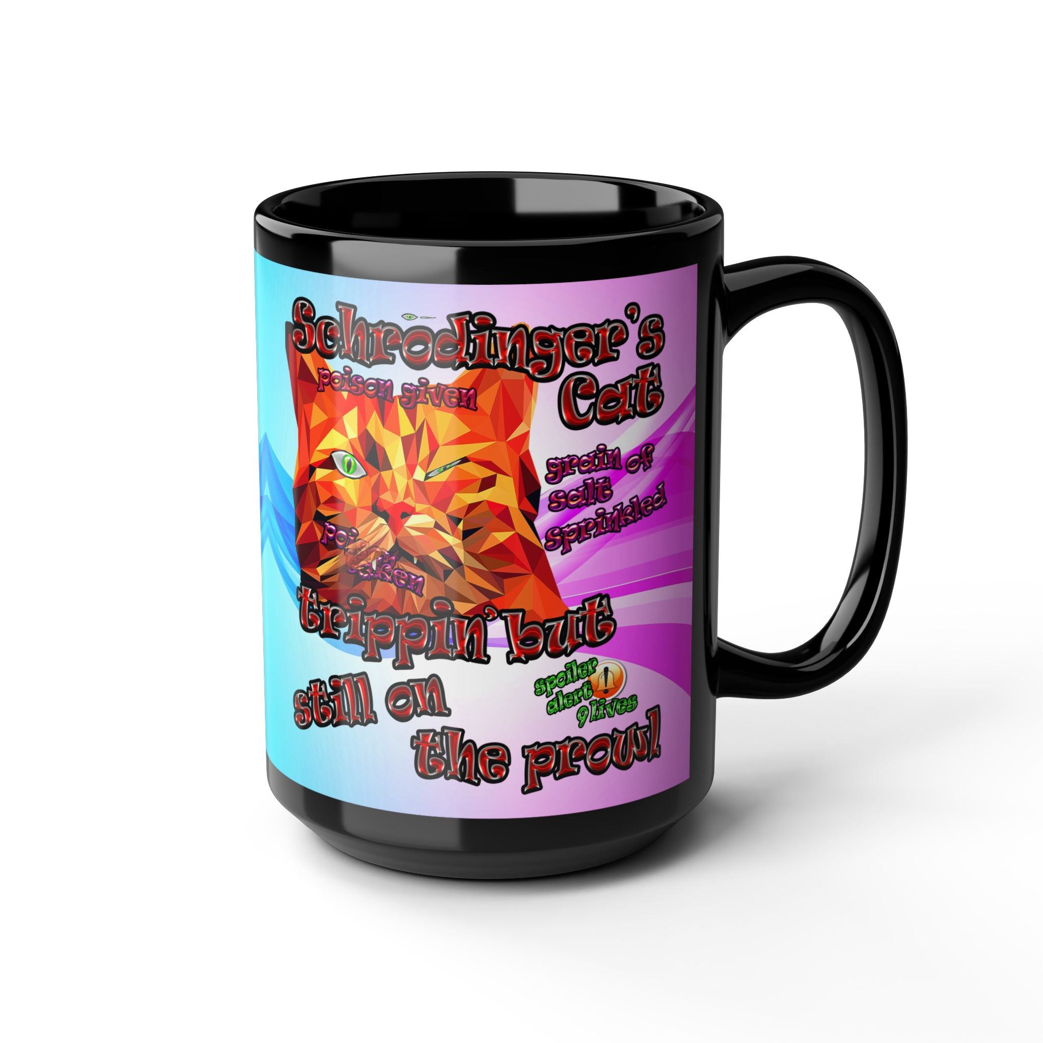 schrodinger's cat - Black Mug (light blue-pink wave)