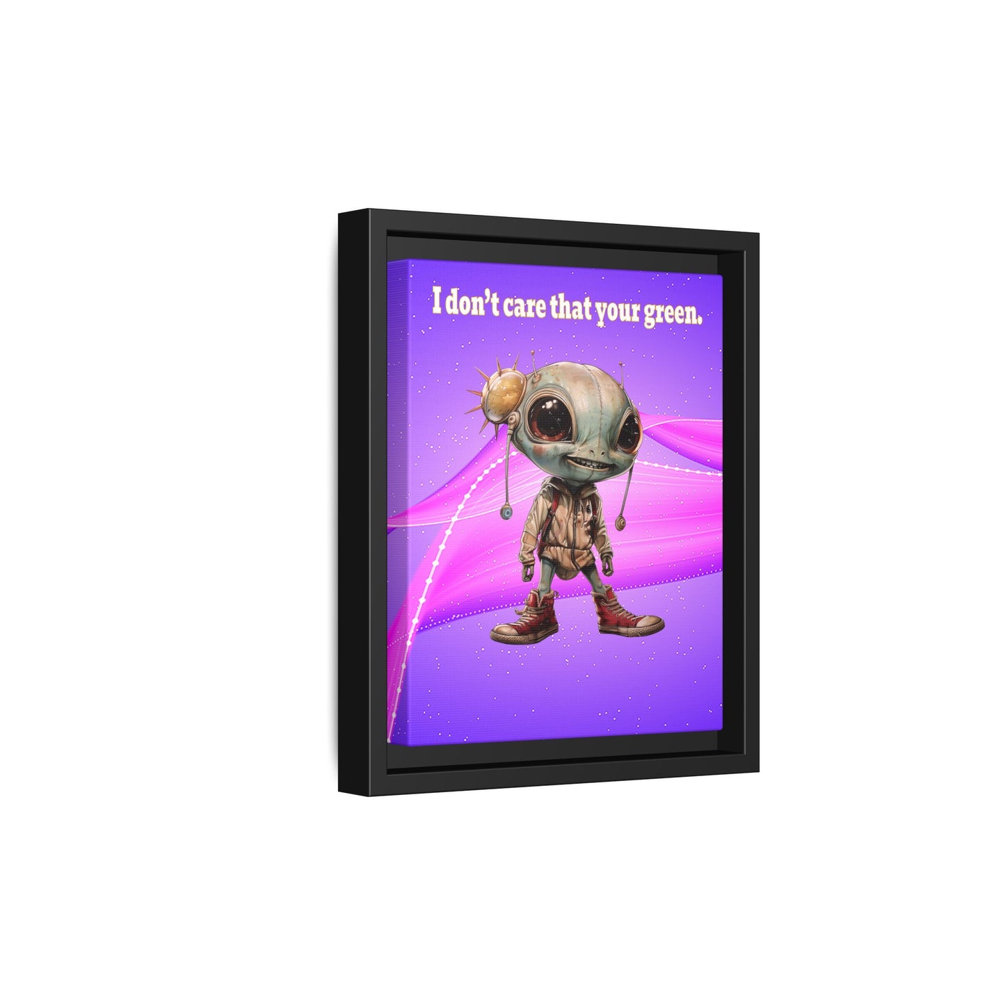 I don't care that your green - framed canvas art (purple-pink wave)