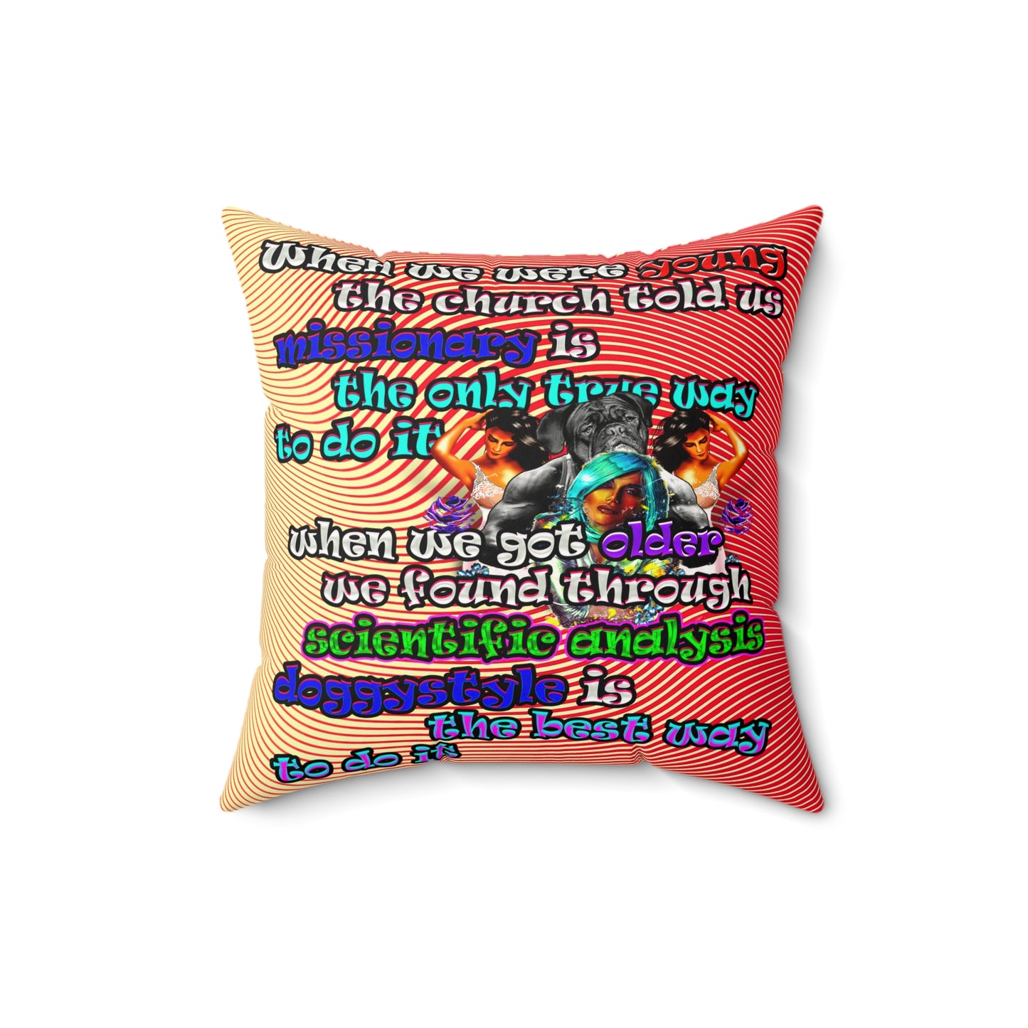 doggystyle - Faux Suede Square Pillow - (yellow-orange wave)