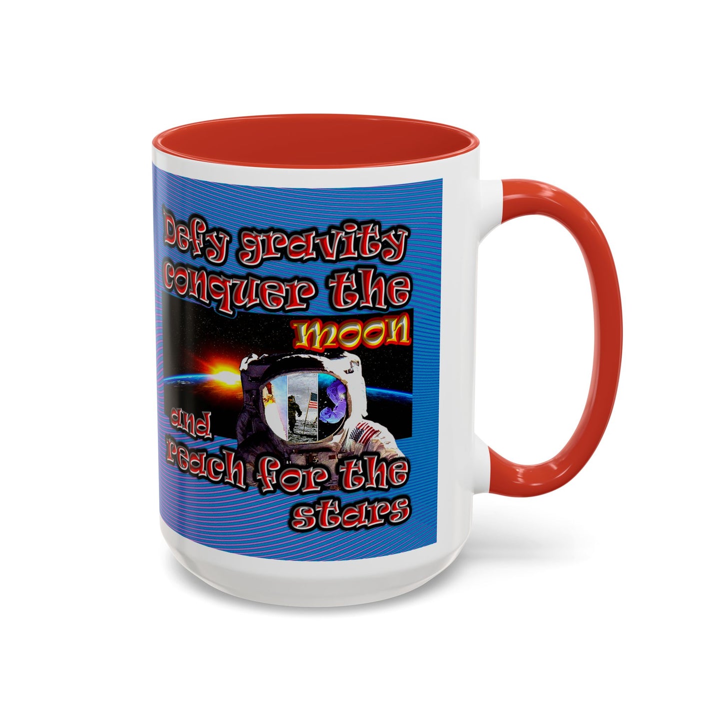 defy conquer reach - Accent Mug (light blue-purple wave)