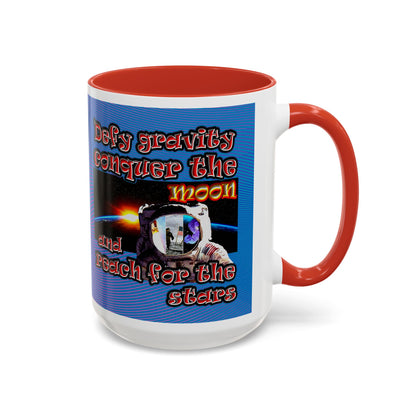 defy conquer reach - Accent Mug (light blue-purple wave)