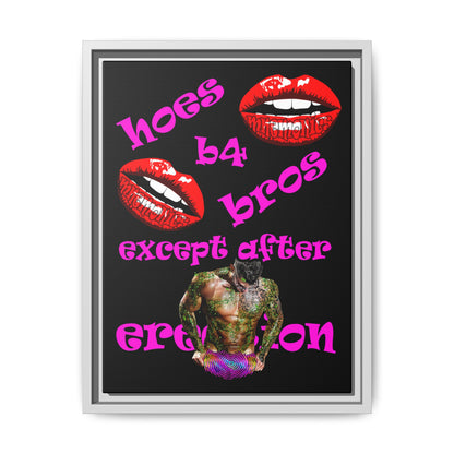 hoes b4 bros - framed canvas art (black)