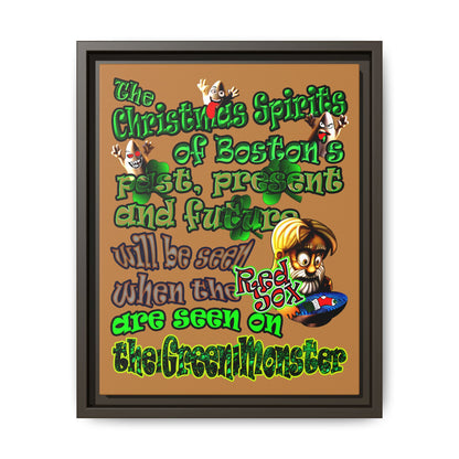 christmas spirits of boston - framed canvas art (light brown)