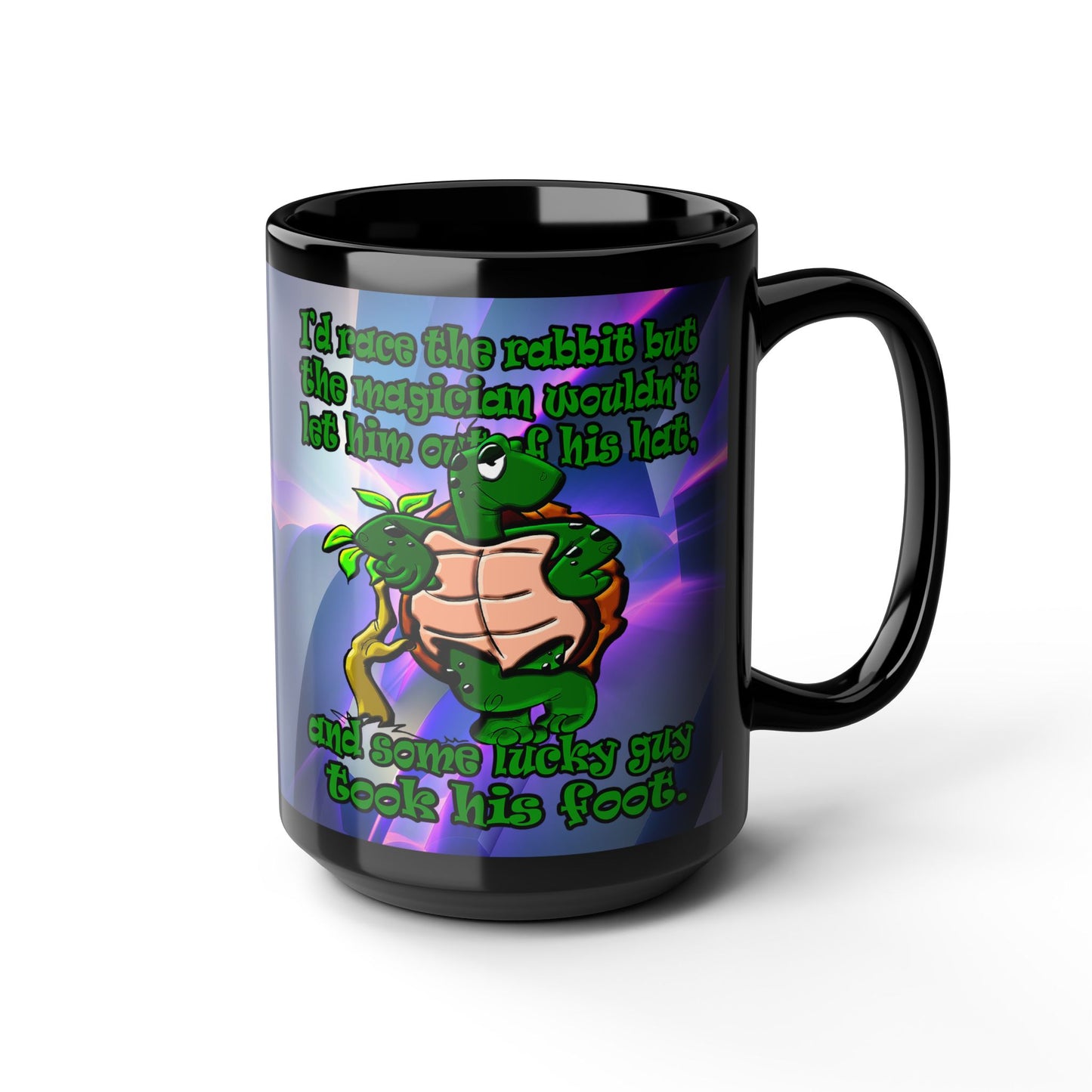 turtle race - Black Mug (grey-pink wave)