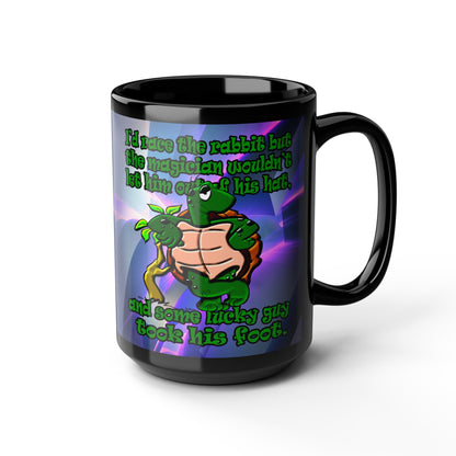 turtle race - Black Mug (grey-pink wave)