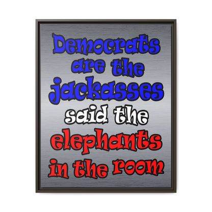 donkeys and elephants - framed canvas art (brushed nickel)