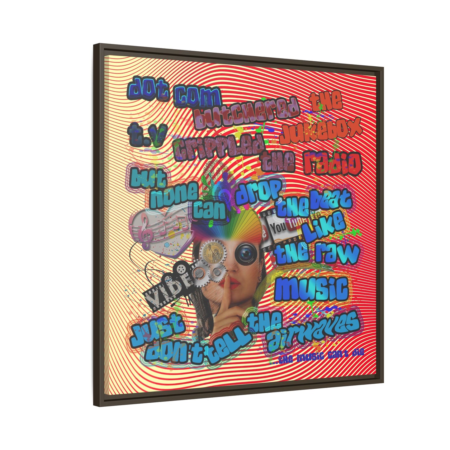 drop the beat - framed canvas art (yellow-orange wave)