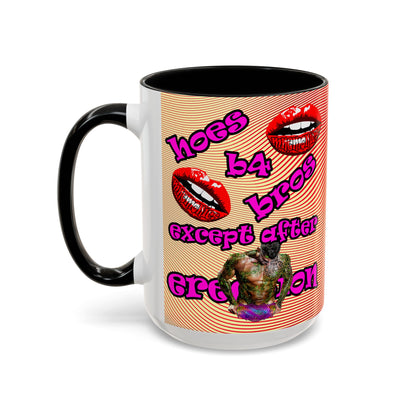 hoes b4 bros - Accent Mug (yellow-orange wave)