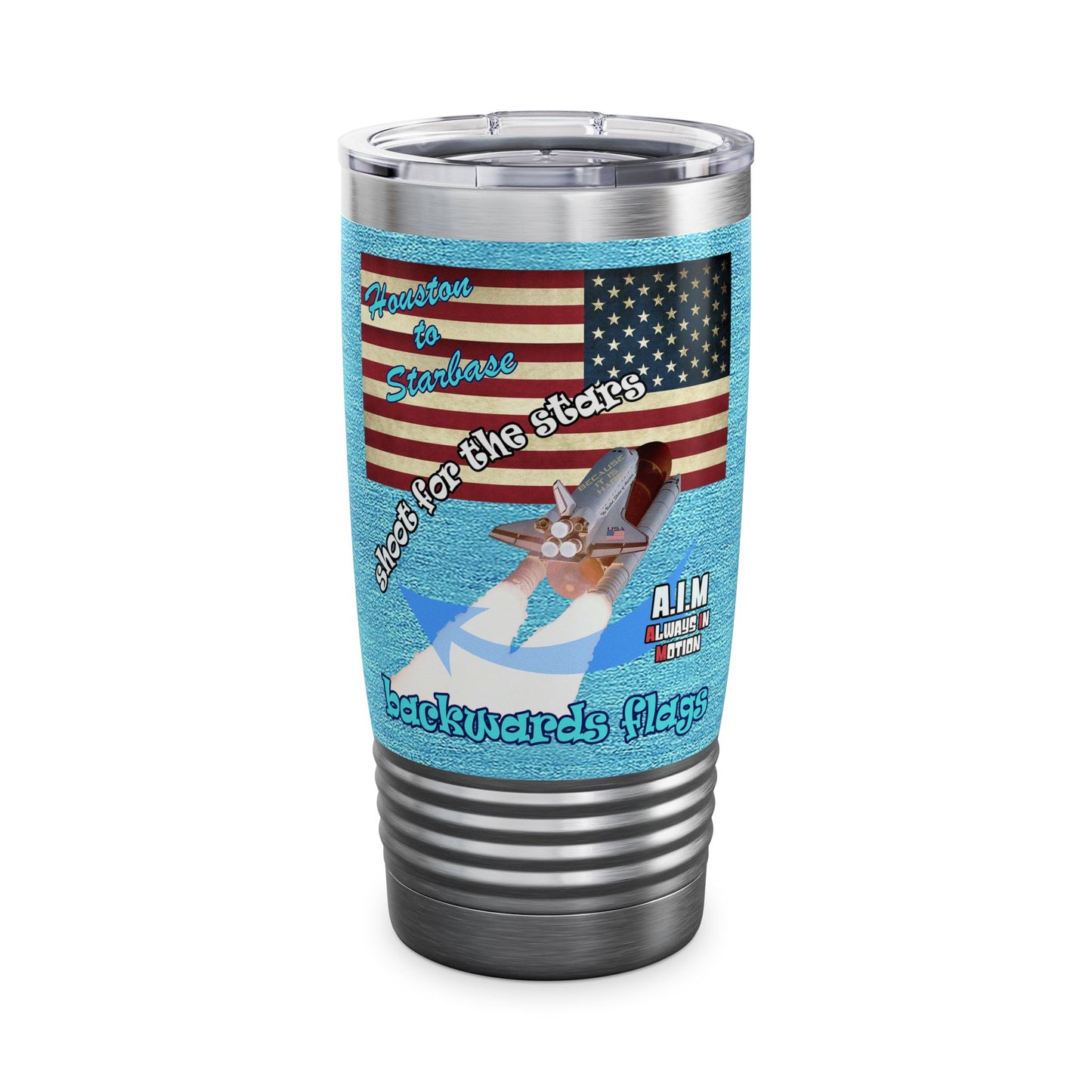 shoot for the stars - Ringneck Tumbler, 20oz (faded blue)