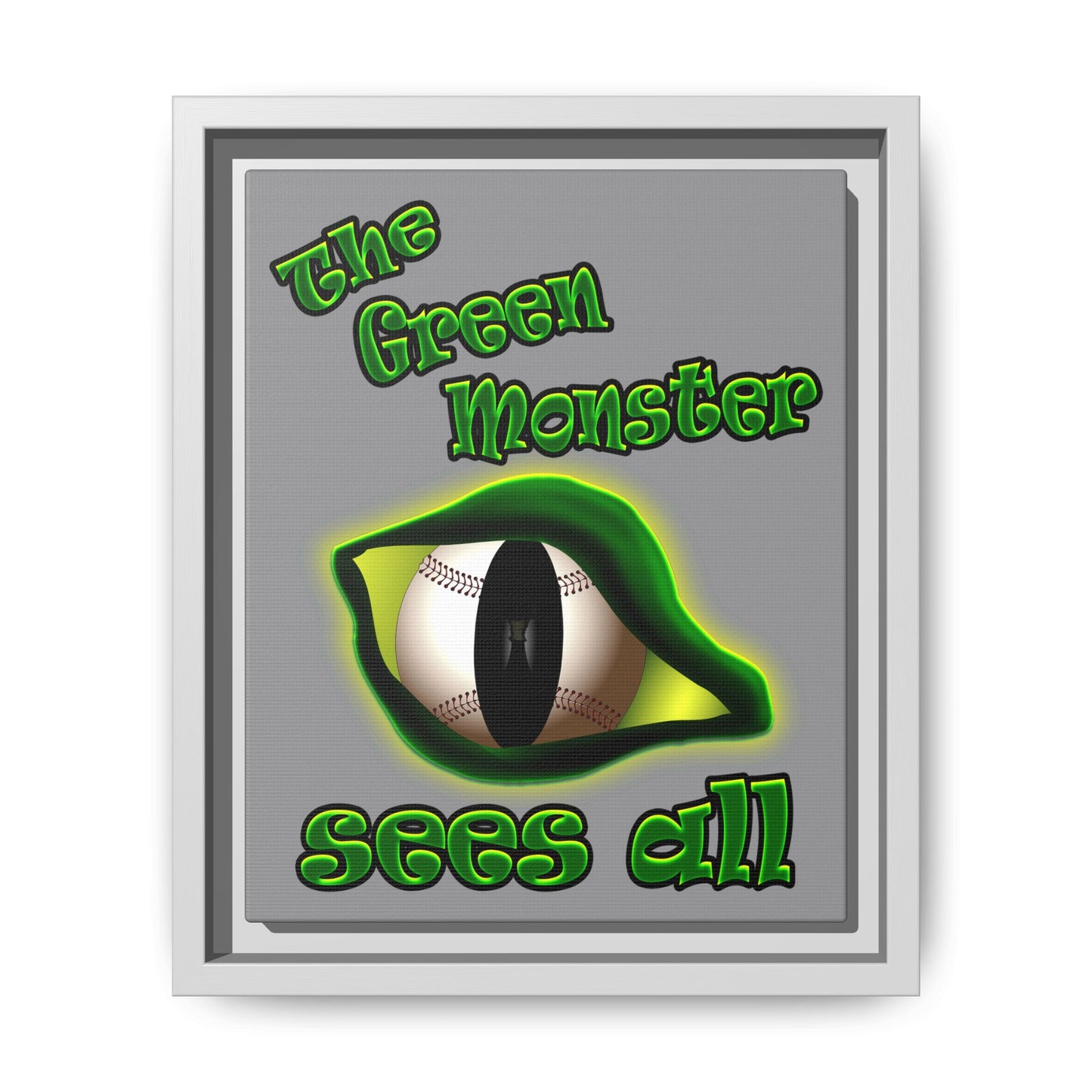green monster - framed canvas art (grey)