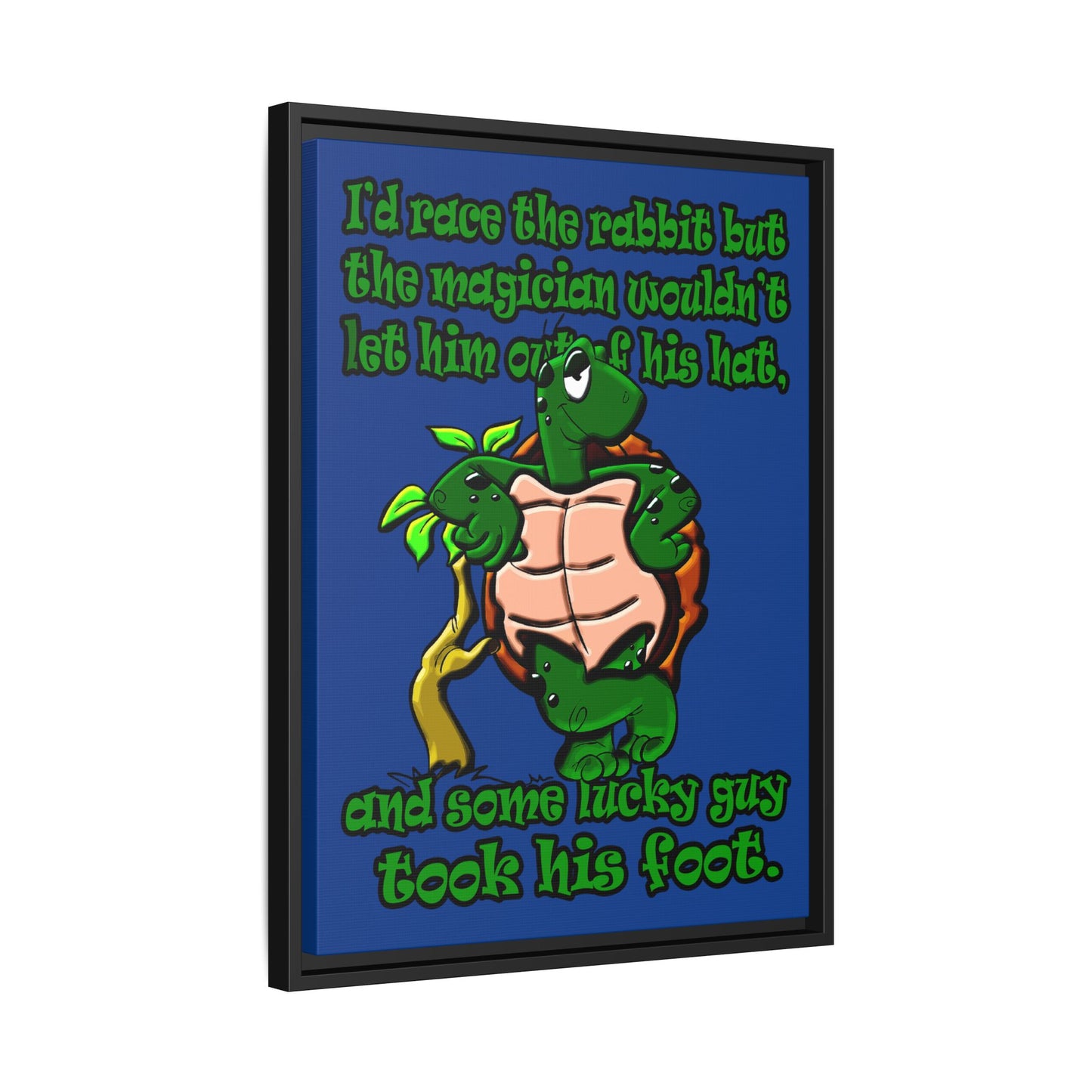 turtle race - framed canvas art (dark blue)
