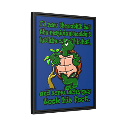 turtle race - framed canvas art (dark blue)