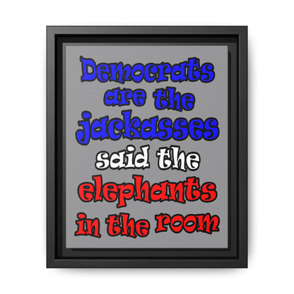 donkeys and elephants - framed canvas art (grey)
