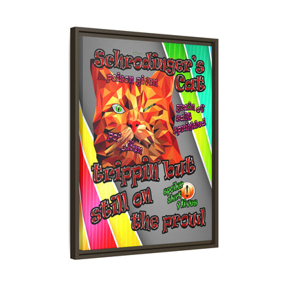 schrodinger's cat - framed canvas art (rainbow split)