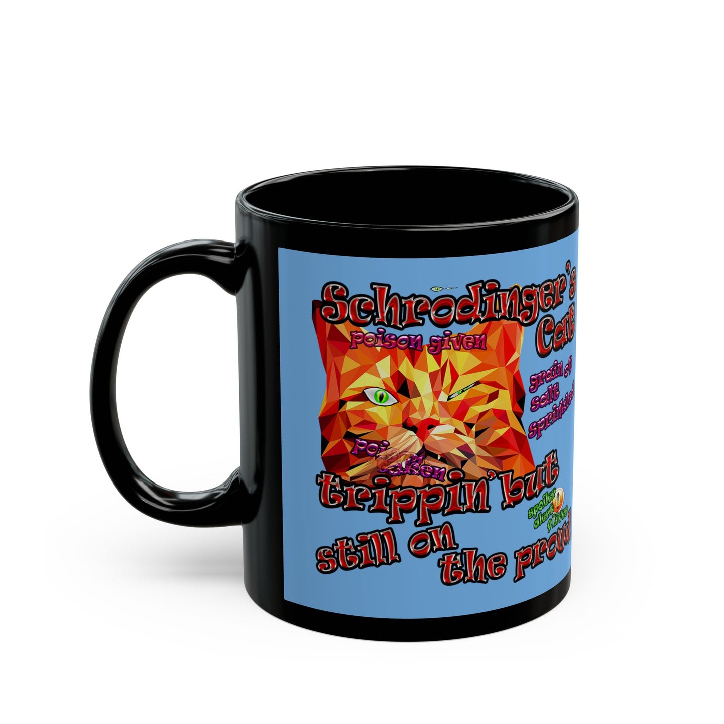 schrodinger's cat - Black Mug (light blue)