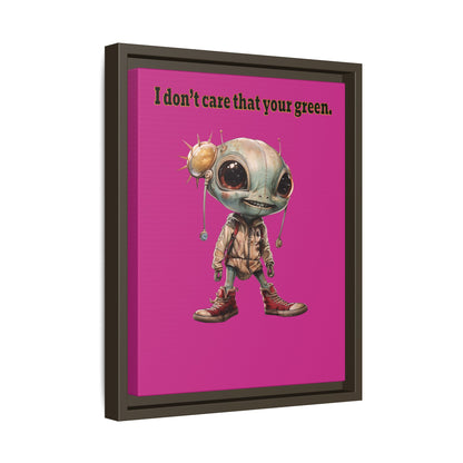 I don't care that your green - framed canvas art (pink)