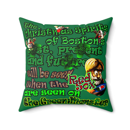 christmas spirits of boston - Faux Suede Square Pillow - (dark green)