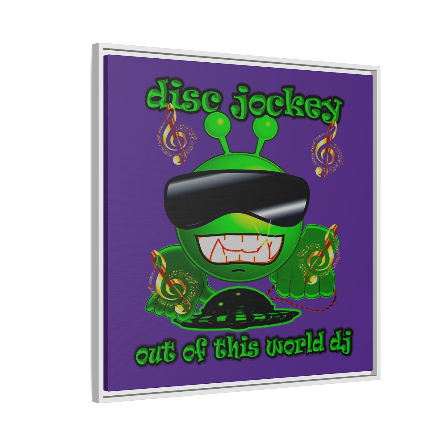 disc jockey - framed canvas art (purple)
