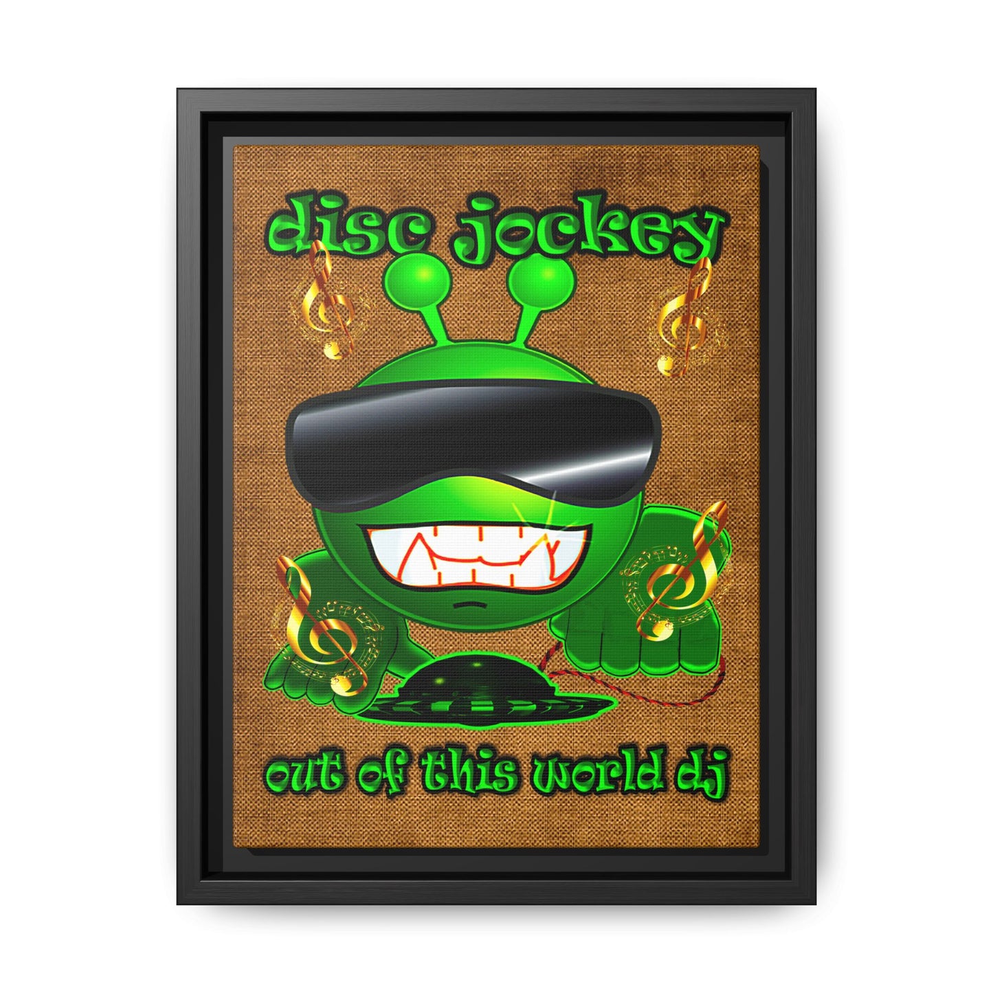 disc jockey - framed canvas art (brown papyrus)