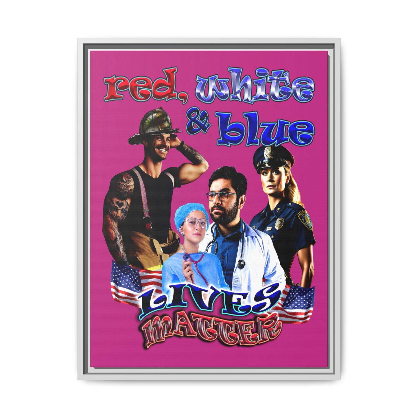 rw&b lives matter - framed canvas art (pink)