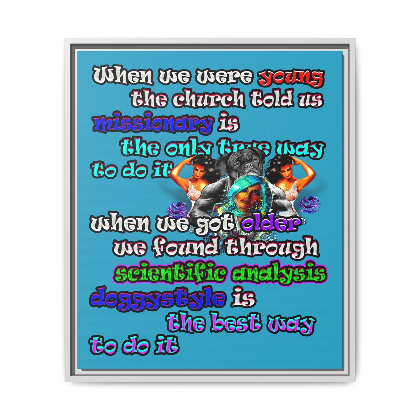 doggystyle - framed canvas art (turquoise)