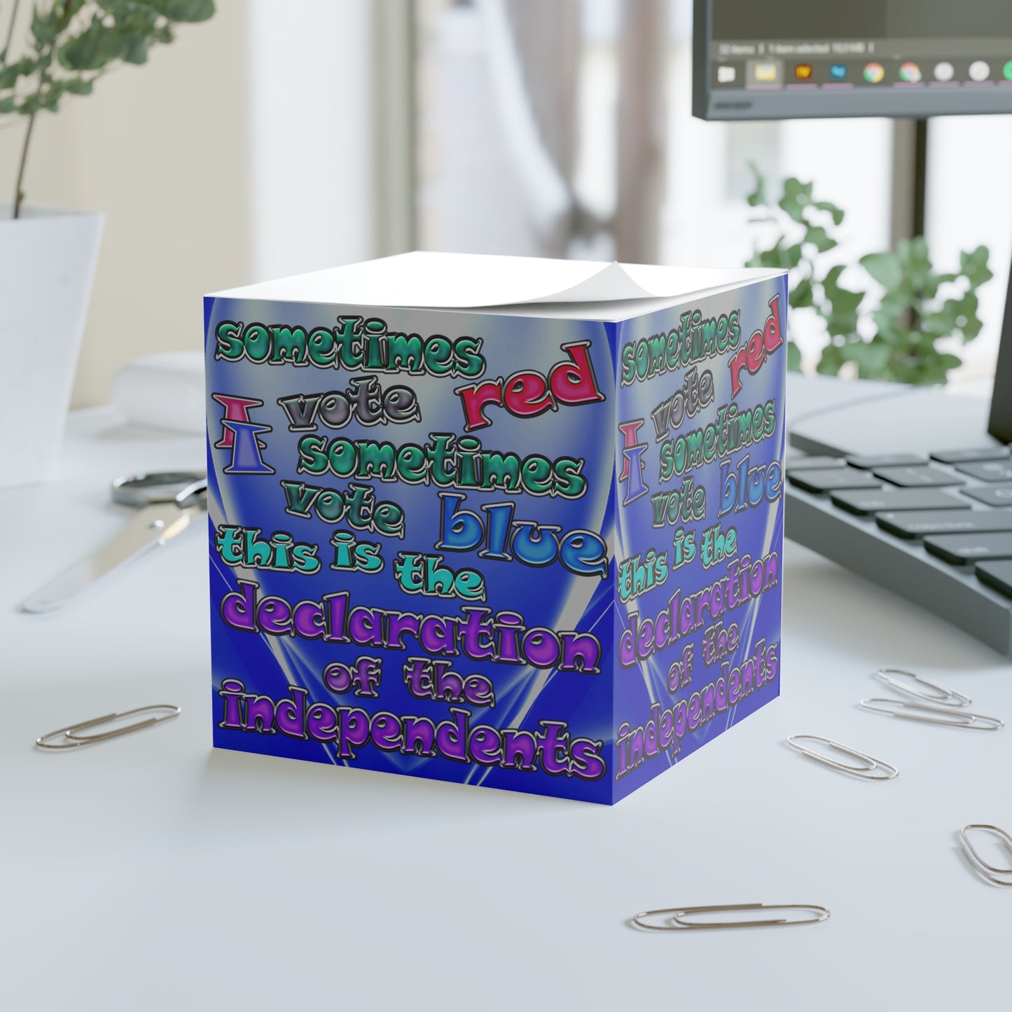 declaration of the independents - note cube (blue-white wave)