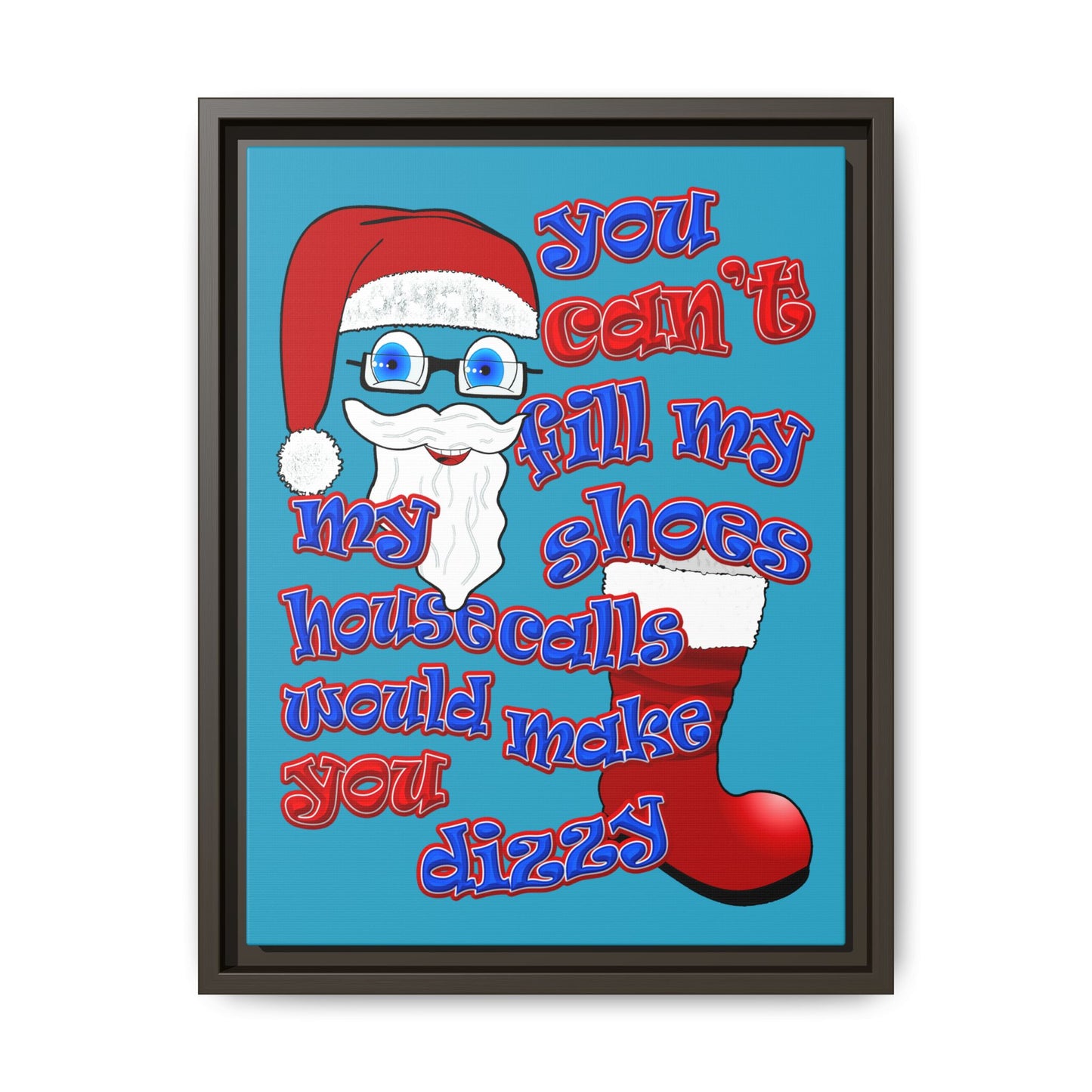 santa's shoes - framed canvas art (turquoise)