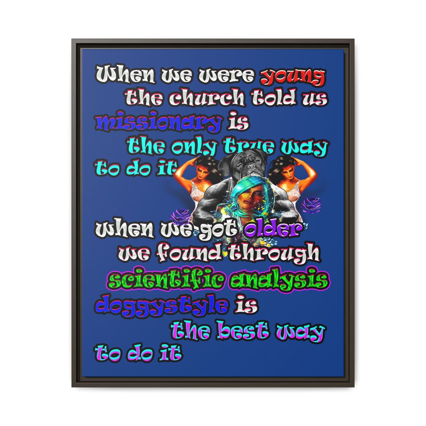 doggystyle - framed canvas art (dark blue)