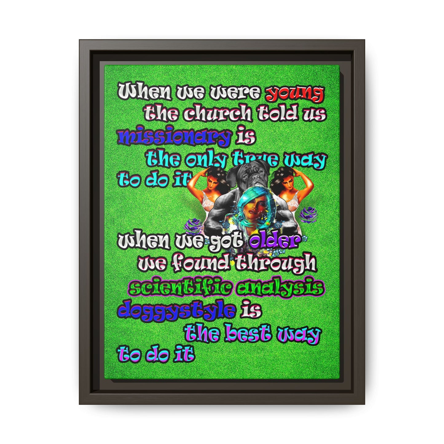 doggystyle - framed canvas art (green turf)