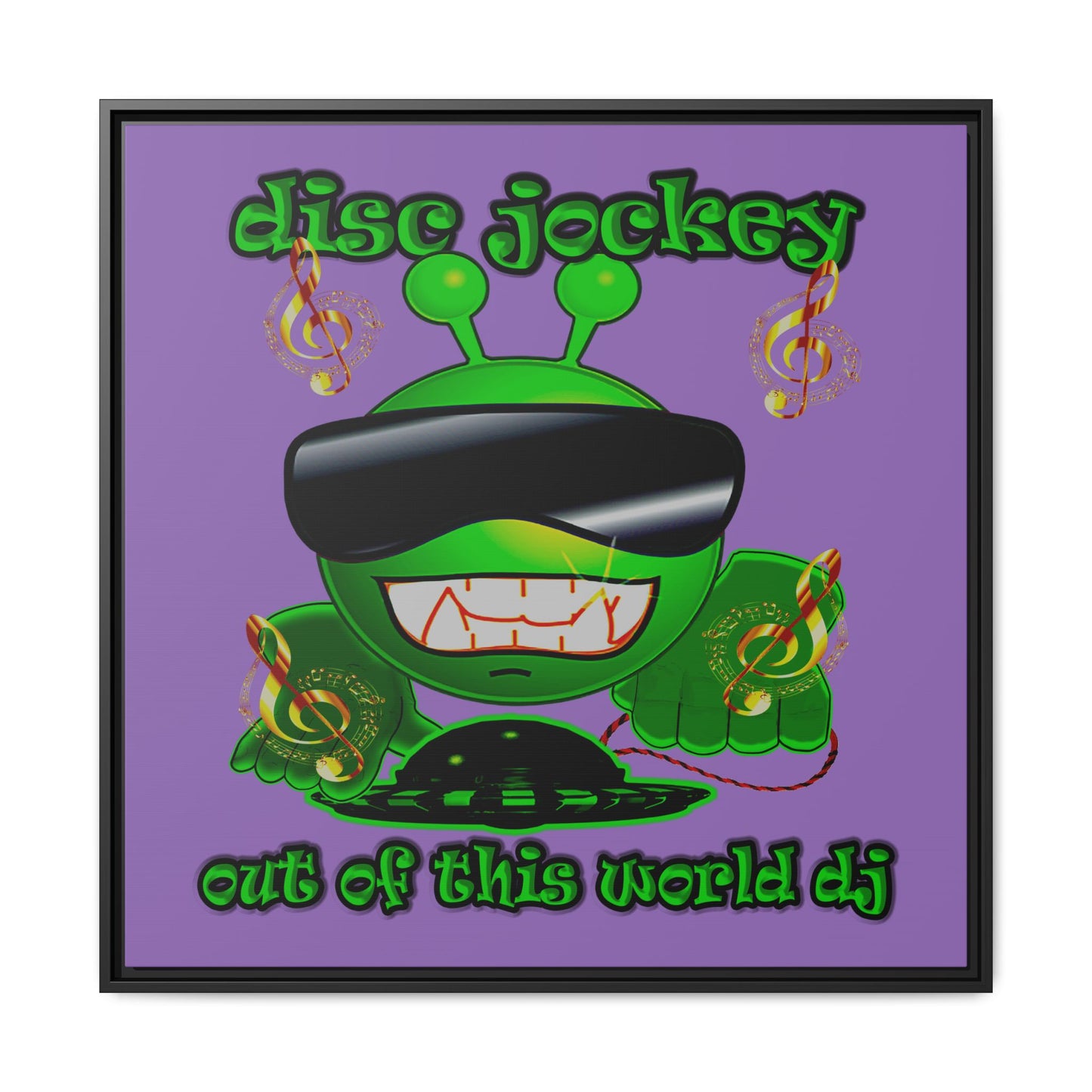 disc jockey - framed canvas art (light purple)