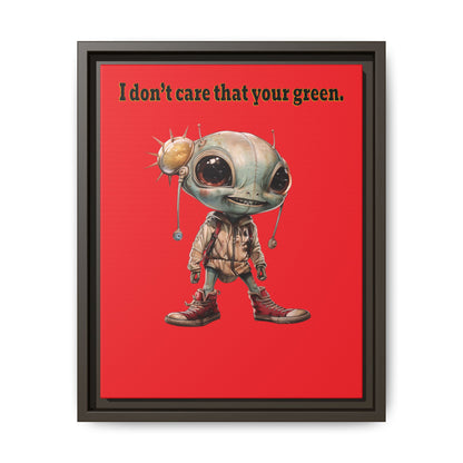 I don't care that your green - framed canvas art (red)