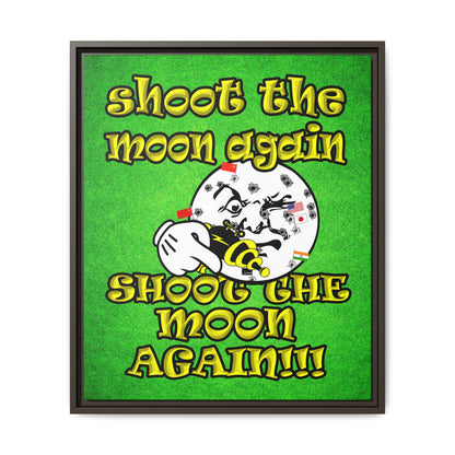 shoot the moon again - framed canvas art (green turf)