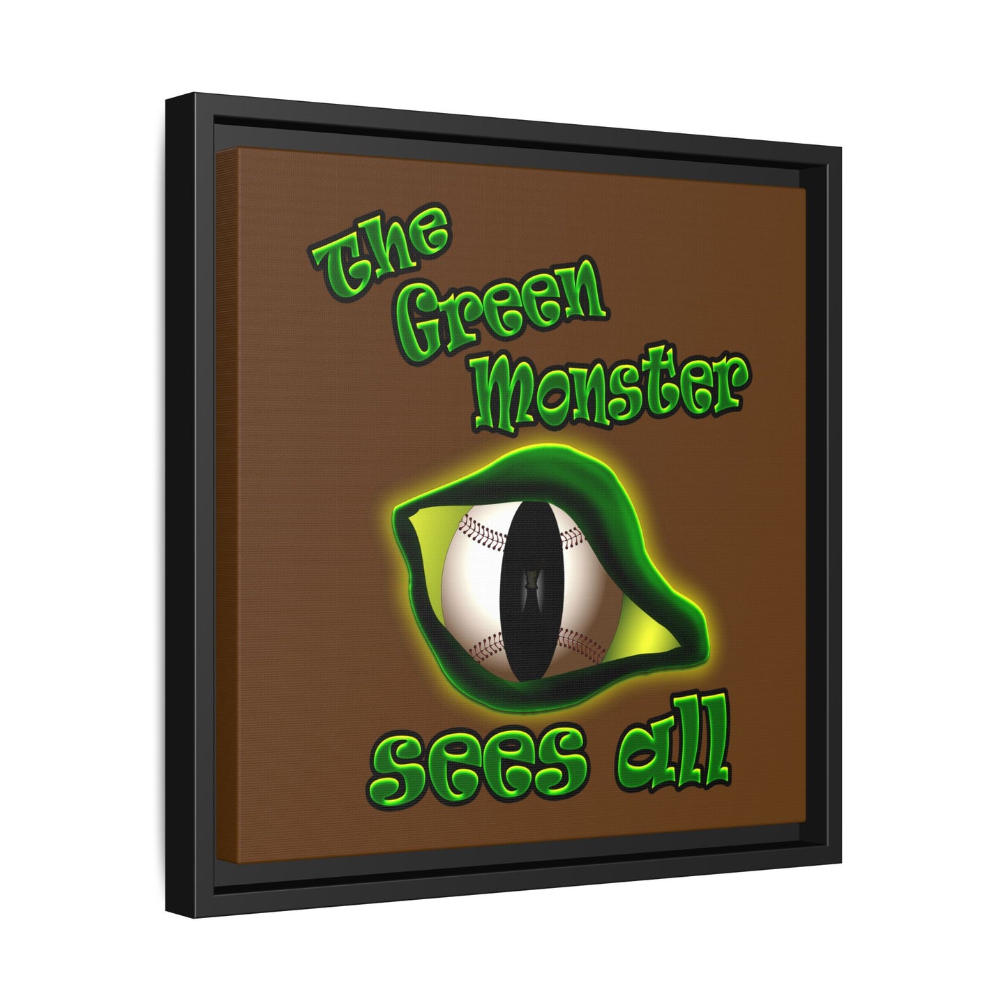 green monster - framed canvas art (brown)