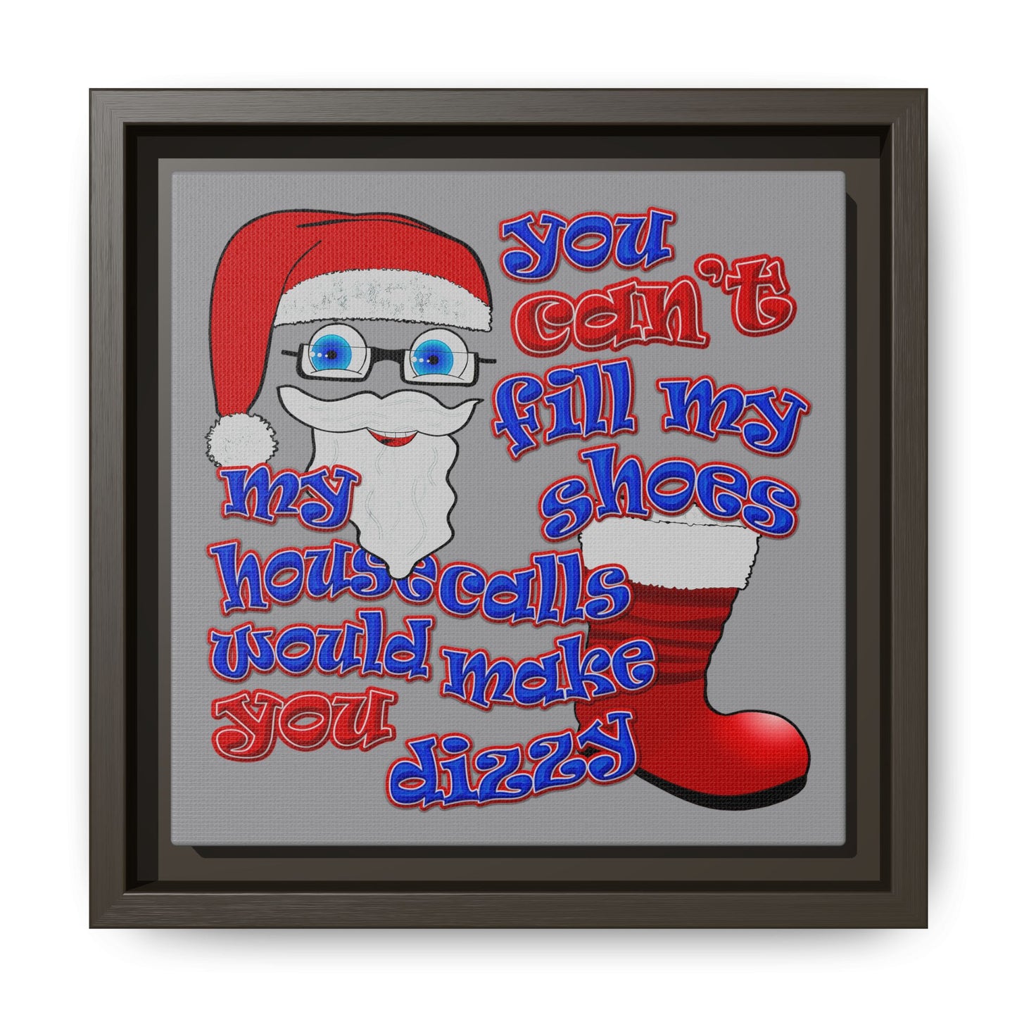 santa's shoes - framed canvas art (grey)