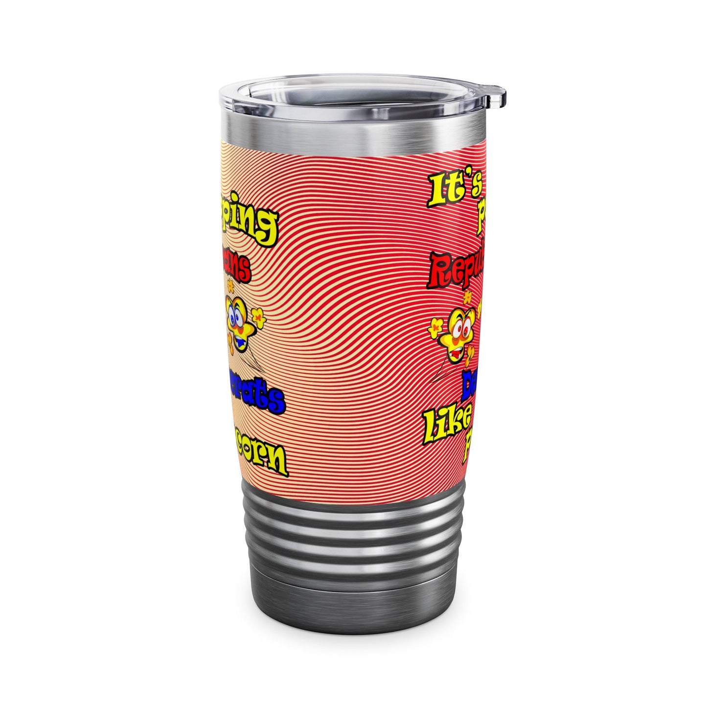 popping like popcorn - Ringneck Tumbler, 20oz (yellow-orange wave)